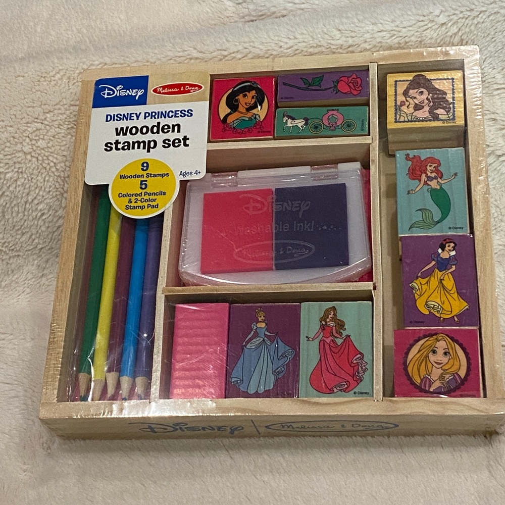 Disney X Melissa & Doug Disney Princess 15-piece Wooden Stamp Set Ages 4+ NWT